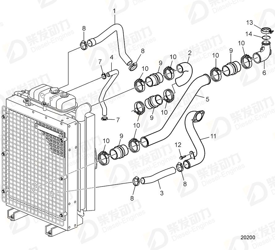 volvo penta Coolant pipe 3586583 Drawing volvo penta Coolant pipe 3586583 Drawing